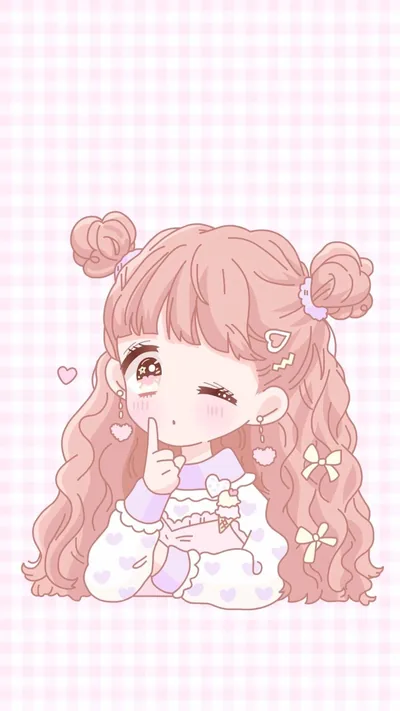 Winking Girl with Rose Gold Curls HD Phone Wallpaper