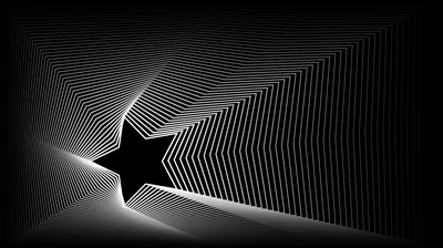 White Line Star on Black HD Wallpaper
