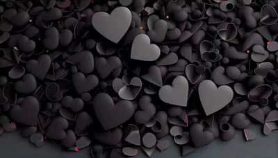 Pile of Matte Black Hearts HD Wallpaper