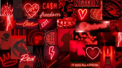 All-Red Neon Sign Collage HD Wallpaper