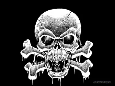Inked Skull With Dripping Fangs HD Wallpaper