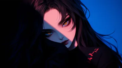 Golden-Eyed Close-Up on Deep Blue HD Wallpaper