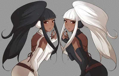 Two Anime Girls Back to Back HD Wallpaper