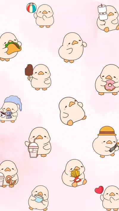 Duckling Doodle Pattern on Pink HD Phone Wallpaper