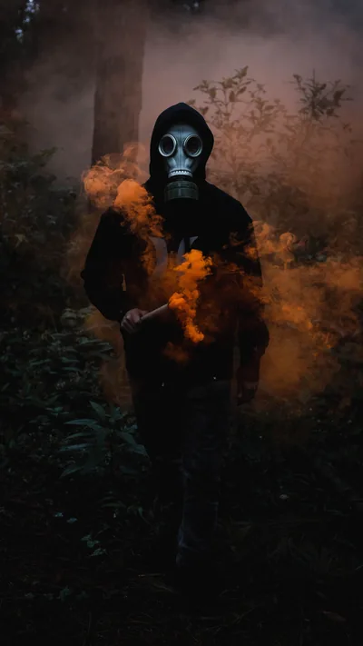 Man in Mask Wallpaper 4K, Black Jacket, Smoke can