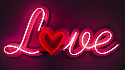 Red Love Word Neon Light In Black Background HD Red Wallpapers