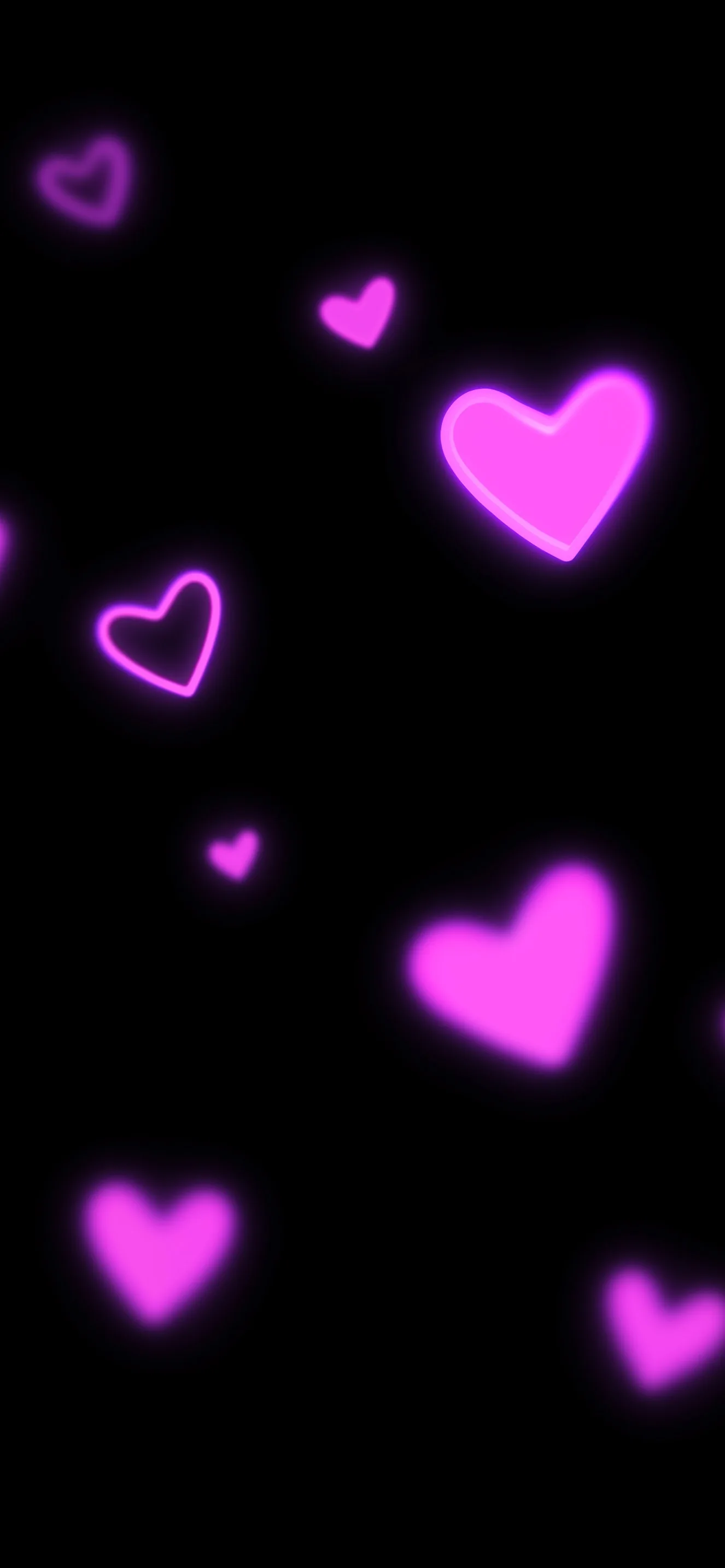 Neon Pink Hearts Aesthetic Black Phone Wallpapers HD Wallpaper