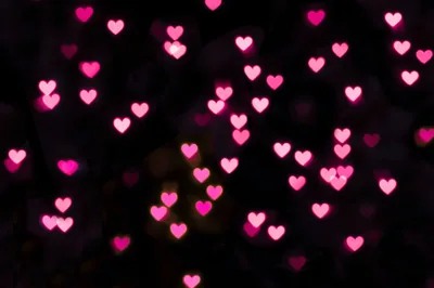 Pink hearts Wallpaper 4K, Illuminated, Black background