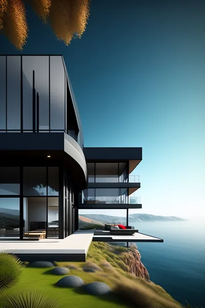 Lexica A black modern mansion in mountain alone, award winning, 8k