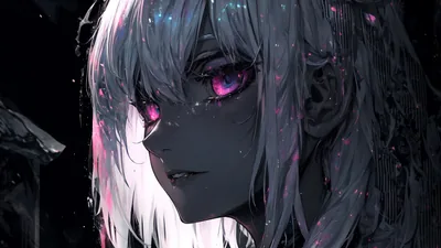 Pale Anime Face with Violet Eyes HD Wallpaper