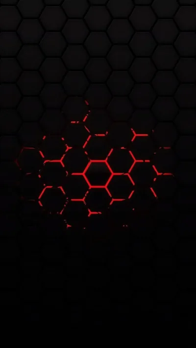 Glowing Red Hexagons on Black HD Phone Wallpaper