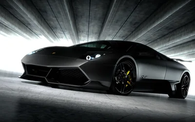 Matte Black Lamborghini in a Concrete Tunnel HD Wallpaper