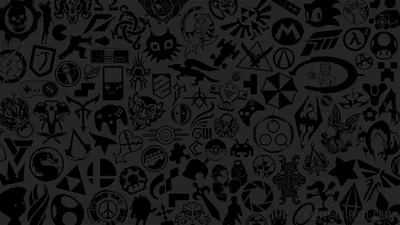 Game Logo Icons in Charcoal Pattern HD Wallpaper