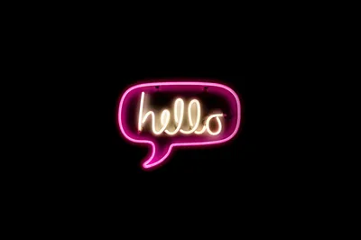 Hello Neon Sign in a Speech Bubble HD Wallpaper