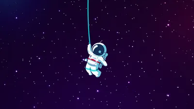 Little Astronaut Hanging from a Rope HD Wallpaper