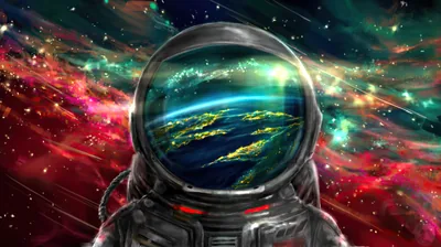 Astronaut Visor Reflecting Earth HD Wallpaper