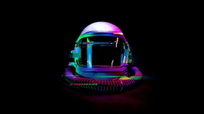 Iridescent Space Helmet on Black HD Wallpaper
