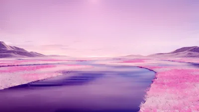 Pink aesthetic Wallpaper 4K, River, Surreal, Landscape
