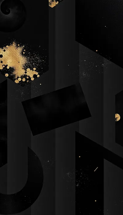 Black and Gold Abstract Shapes HD Phone Wallpaper