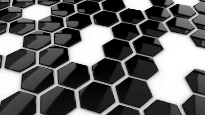 Glossy Black Hexagons on White HD Wallpaper