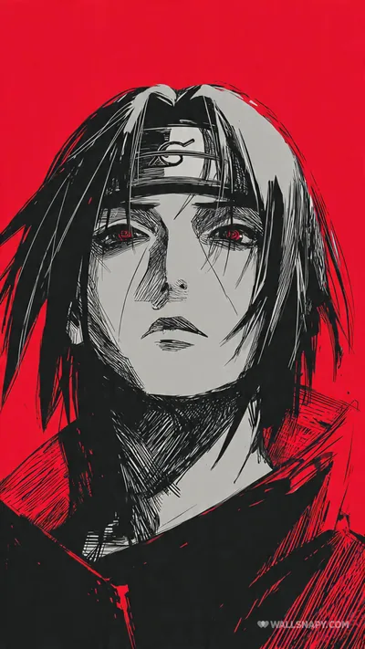 Itachi uchiha clean bw line art anime wallpaper