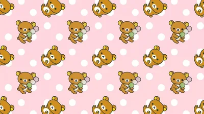 Repeating Rilakkuma with Ice Cream Cones HD Wallpaper