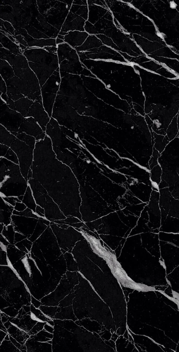 White veins fork through polished black marble down the full height of the frame, the densest cluster crossing near the bottom third.