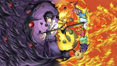 Sasuke and Naruto Yin Yang Duel HD Wallpaper