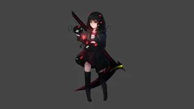 Dark Reaper Original Anime Girl with Scythe in HD