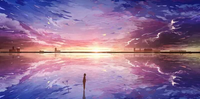 Lone Figure on a Mirror-Calm Sea HD Wallpaper
