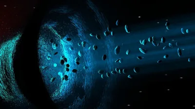Particles Streaming from a Dark Tunnel HD Wallpaper