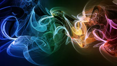 Glowing Smoke Ribbons on Dark HD Wallpaper
