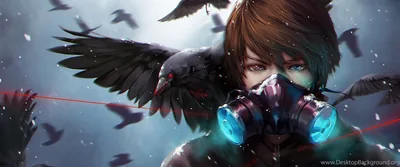 Masked Boy with Crow Wings HD Wallpaper
