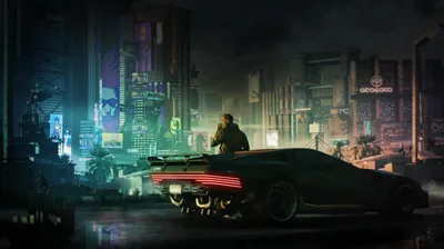 Parked Coupe Before a Teal Skyline HD Wallpaper
