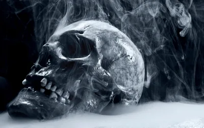 Skull in Rising Smoke, Side View HD Wallpaper