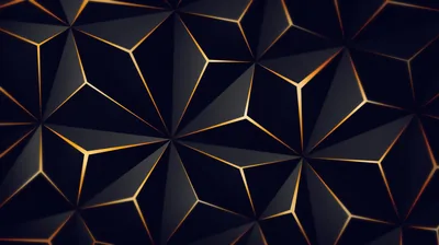 Black Low Poly Triangles with Gold Edges HD Wallpaper
