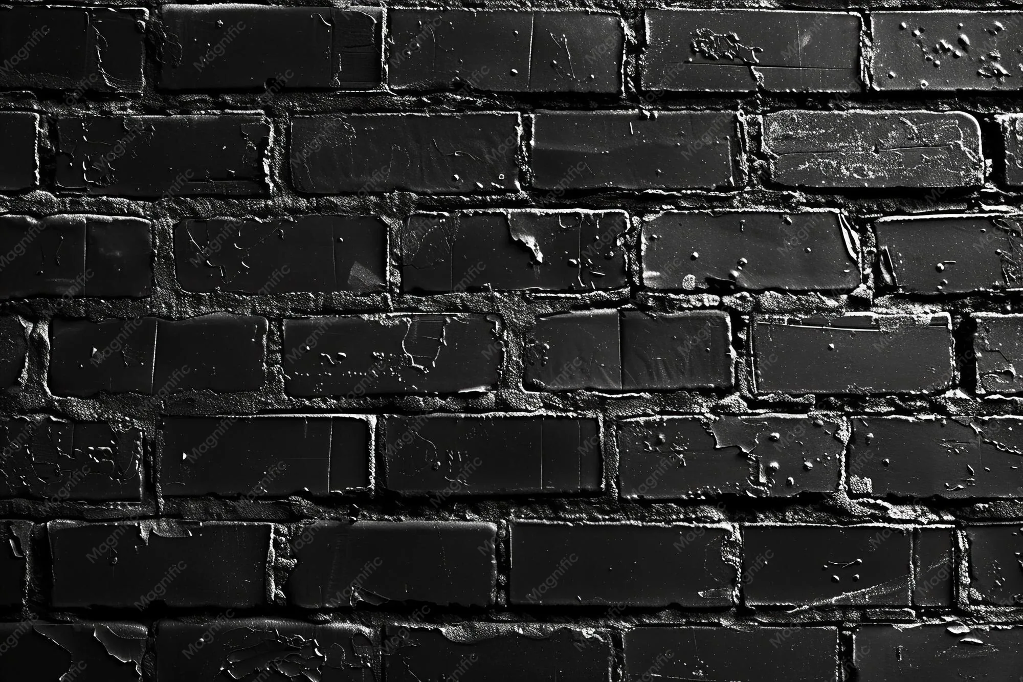 Illustration of black brick wall background dark grunge texture