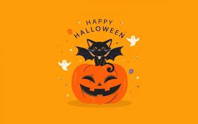 Happy Halloween Wallpaper 4K, Yellow