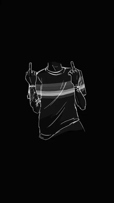 Line Drawing of a Boy in a Striped Tee HD Phone Wallpaper