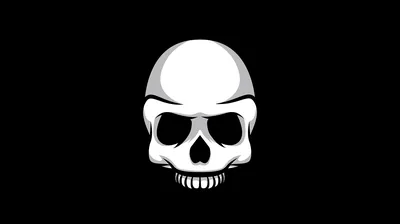 Minimalist White Skull Icon on Black HD Wallpaper