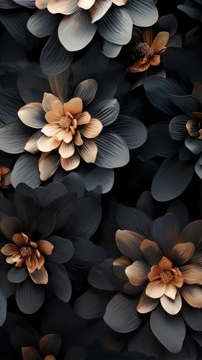 Copper and Grey Dahlias in 3D HD Phone Wallpaper