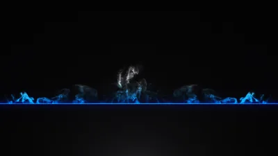 Blue Flame Along a Black Floor HD Wallpaper