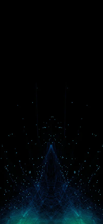 Blue Particle Pyramid on Black HD Phone Wallpaper