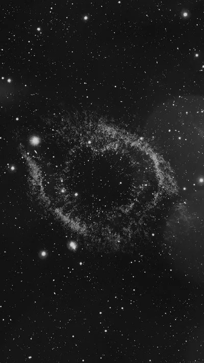 Ring-Shaped Nebula in Black and White HD Phone Wallpaper