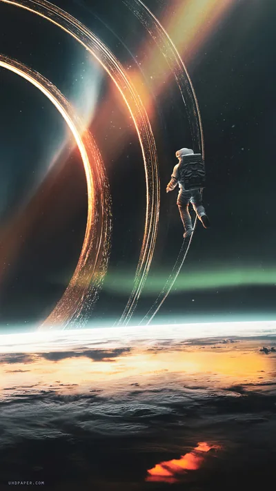 Space Black Hole Astronaut Space 4K Wallpaper iPhone HD Phone