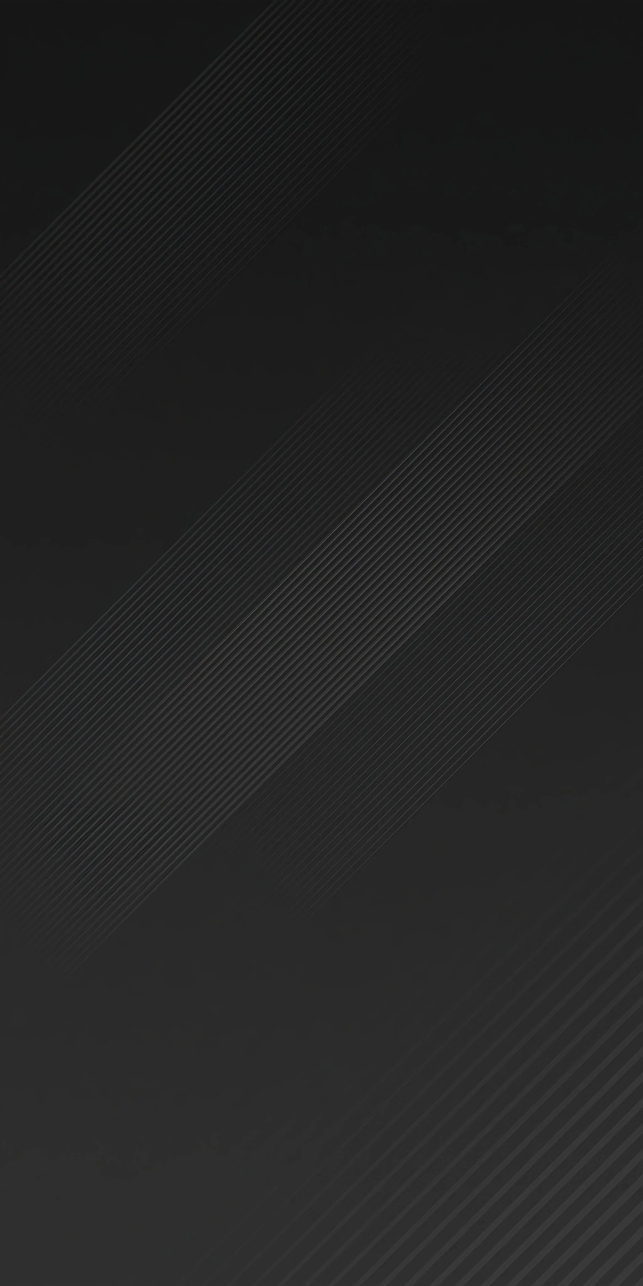 Fine ribbing crosses a charcoal field in wide diagonal bands, so faint the screen reads almost solid, leaving the whole tall frame safe for icons and widgets.