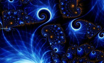 Electric Blue Fractal Spirals HD Wallpaper