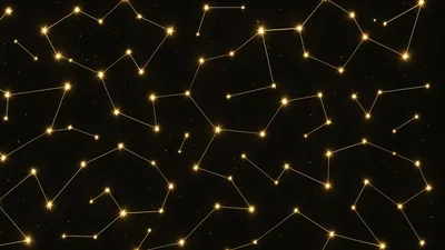 black canvas with luminous constellation map stars connecting in gold HD plain black