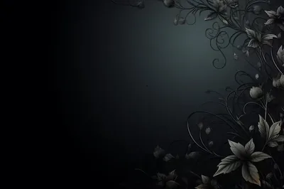 Dark Floral Border with Teal Glow HD Wallpaper
