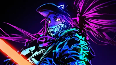 Akali in a Glowing Mask HD Wallpaper